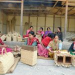 Artisans making kauna products in Manipur